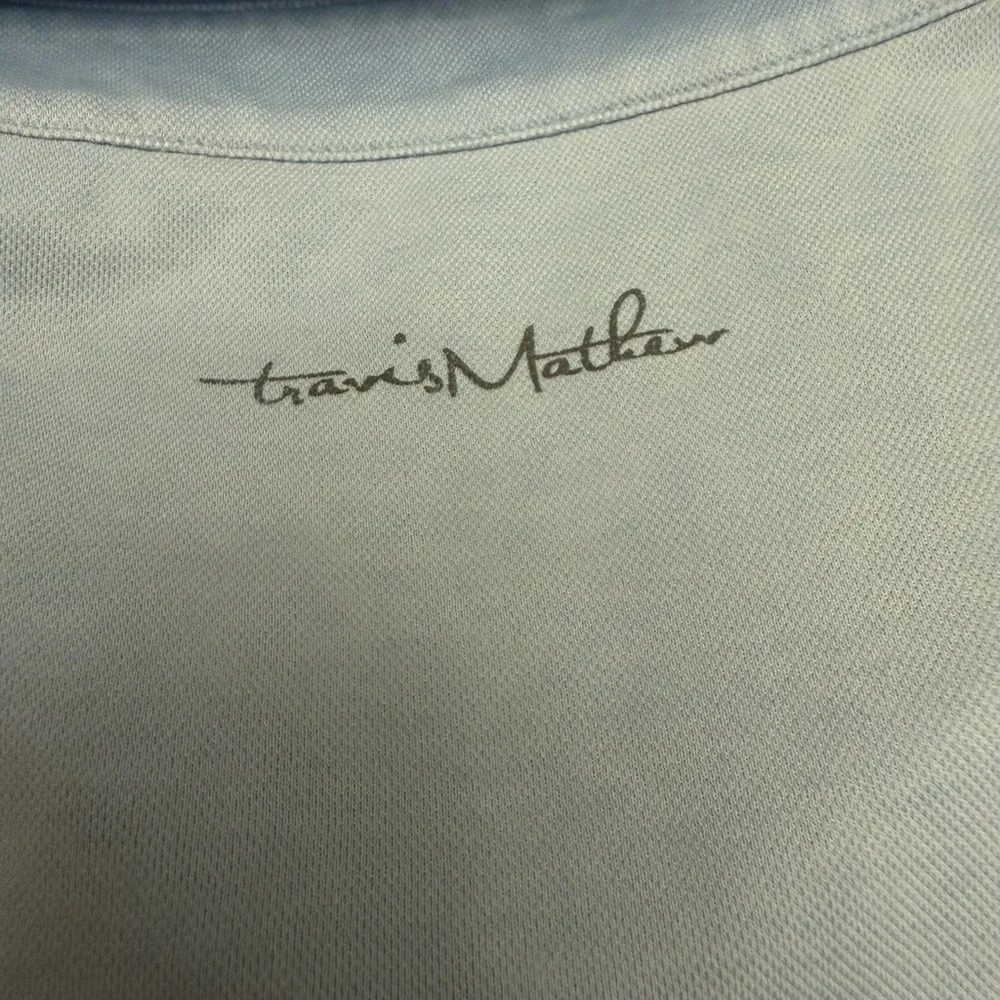 TravisMathew Golf Polo Shirt Mens Large Blue Stripe Performance Pima Cotton - Picture 9 of 9